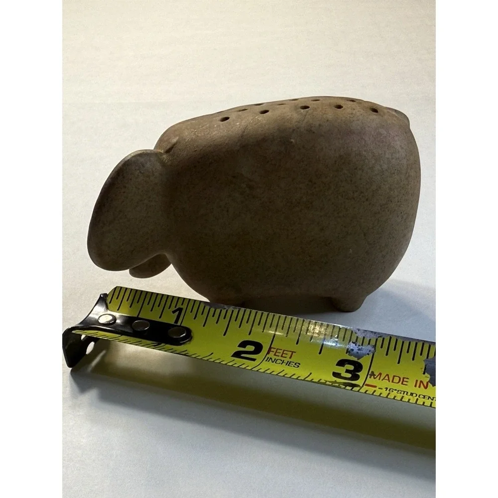 Vtg Small Art Pottery Clay ELEPHANT Stick or Hat Pin Holder Figurine Japan